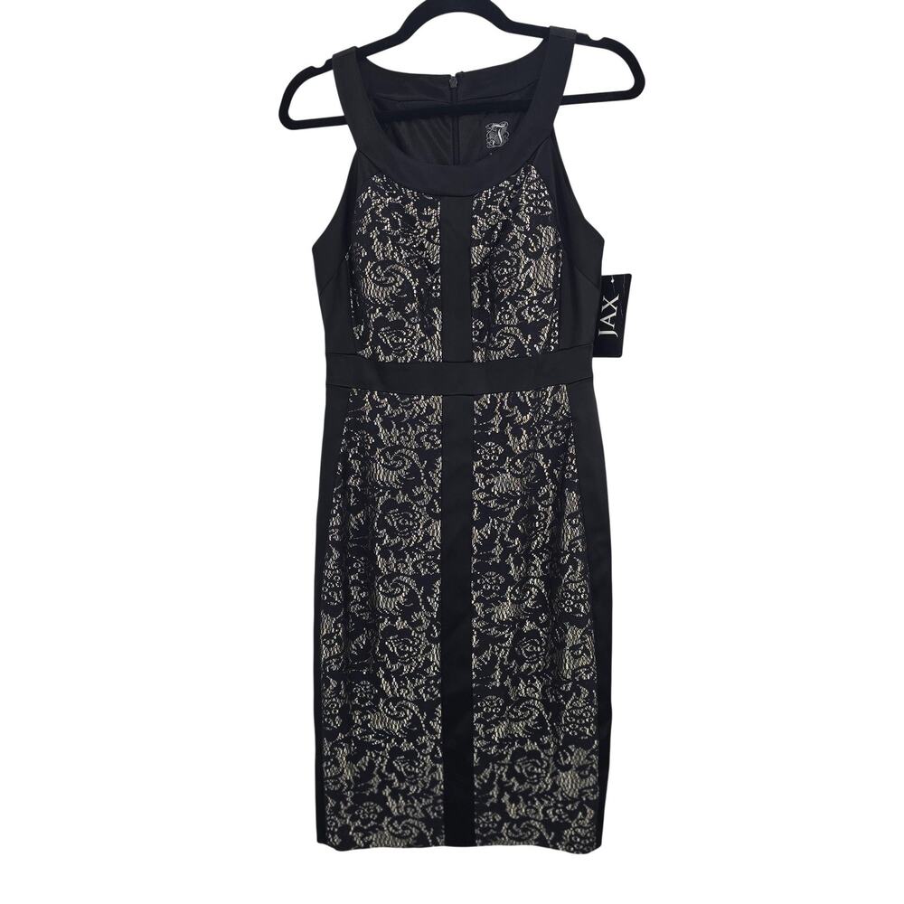 Jax Black Floral Lace Sheath Bodycon Dress 8